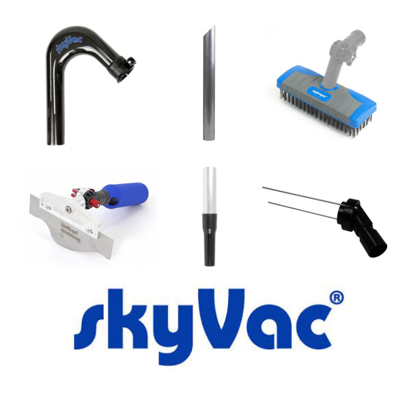 SkyVac embouts, adaptateurs, douilles et brosses pour le nettoyage des gouttières & l'extérieur