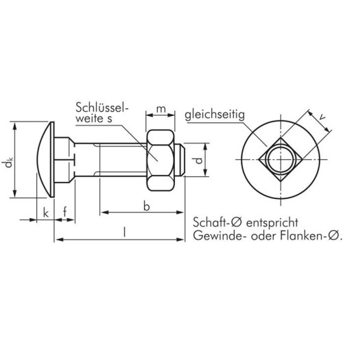 Flachrundschraube DIN 603, M 6x20, Edelstahl A2