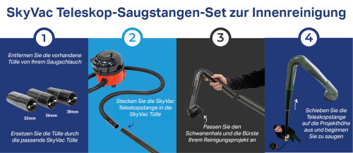 SkyVac Kit de tiges daspiration télescopiques pour le nettoyage intérieur 8,5 m