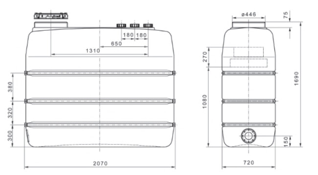2000 liter opslagtank voor zuiver water