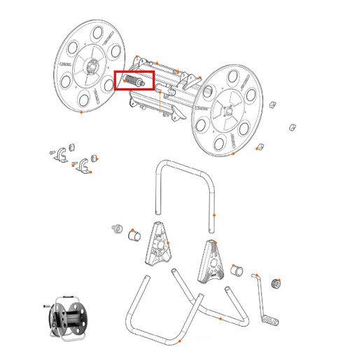 Water passage hub for GARDINER Profi hose reel metal