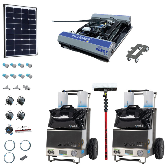 Profi-Set für die automatische Solarreinigung inkl. solarROBOT pro & 2 x OSMOBIL PRO X