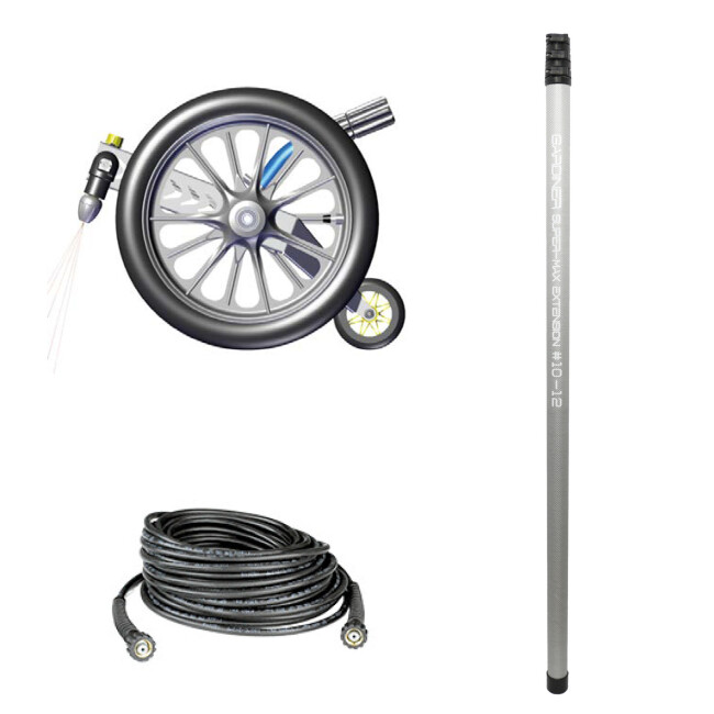 Lichen remover set for PV systems with approx. 6 meter range and telescopic pole