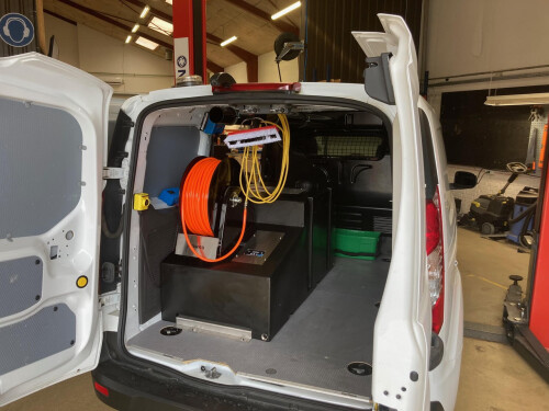 Purewash 400l inbouwtank elektrische roestvrijstalen haspel radioafstandsbediening Safety First slang