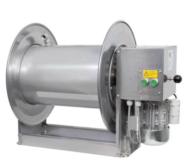 Electric high-pressure hose reel stainless steel 100 meters 12 volt